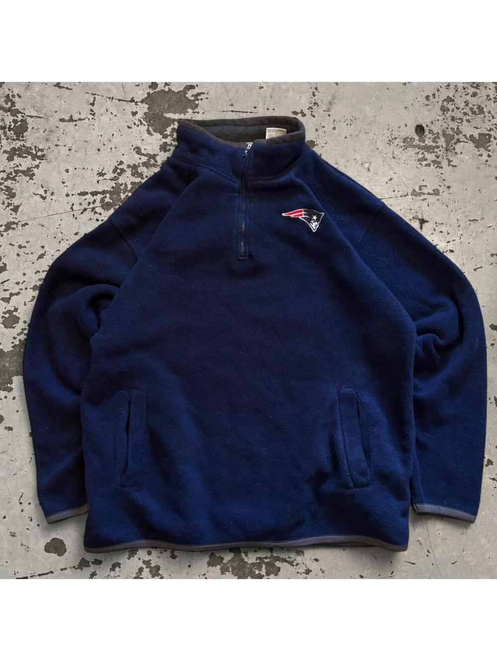 Mens Vintage Reebok New England Patriots navy blue fleece jacket size L
